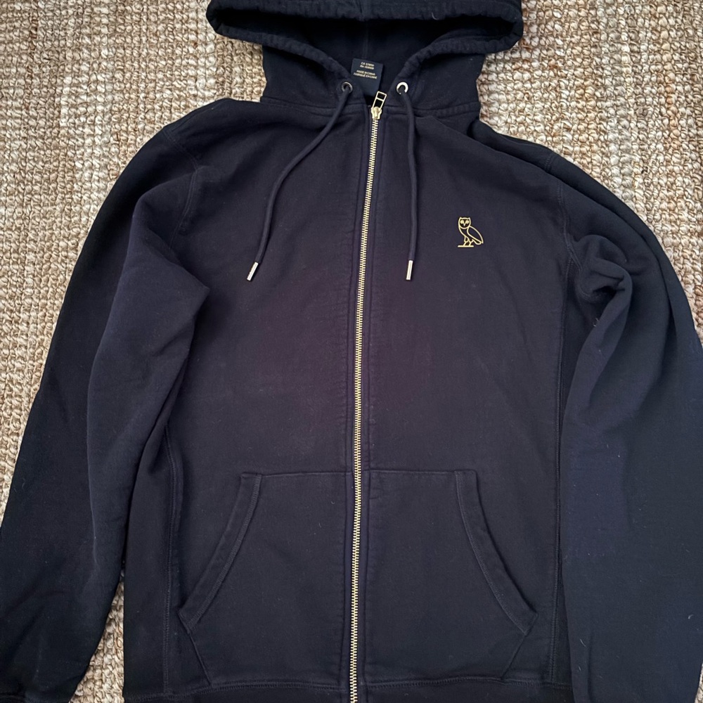 OVO Black Zip Up HOODIE with GOLD Full-Length Zipper